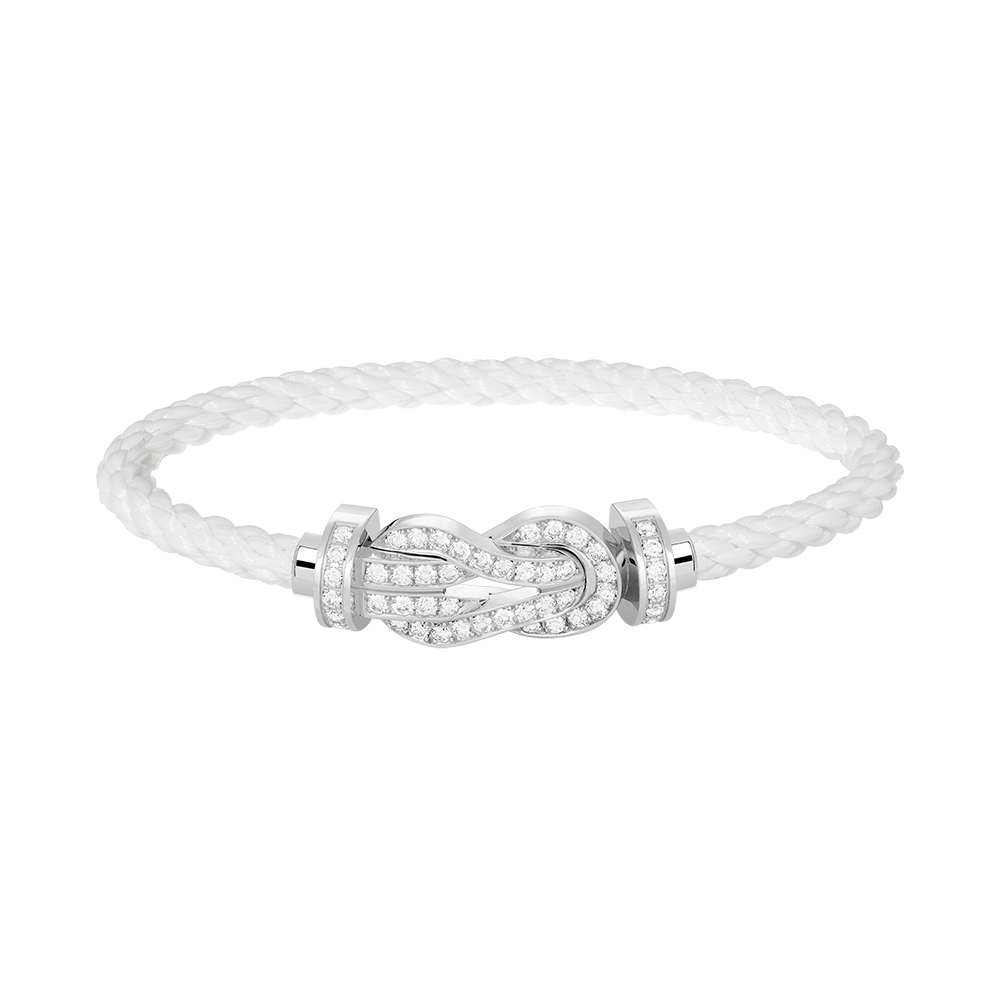 DIANA CHANCE LARGE 8 FIGURE BUCKLE FULL DIAMOND BRACELET SILVER