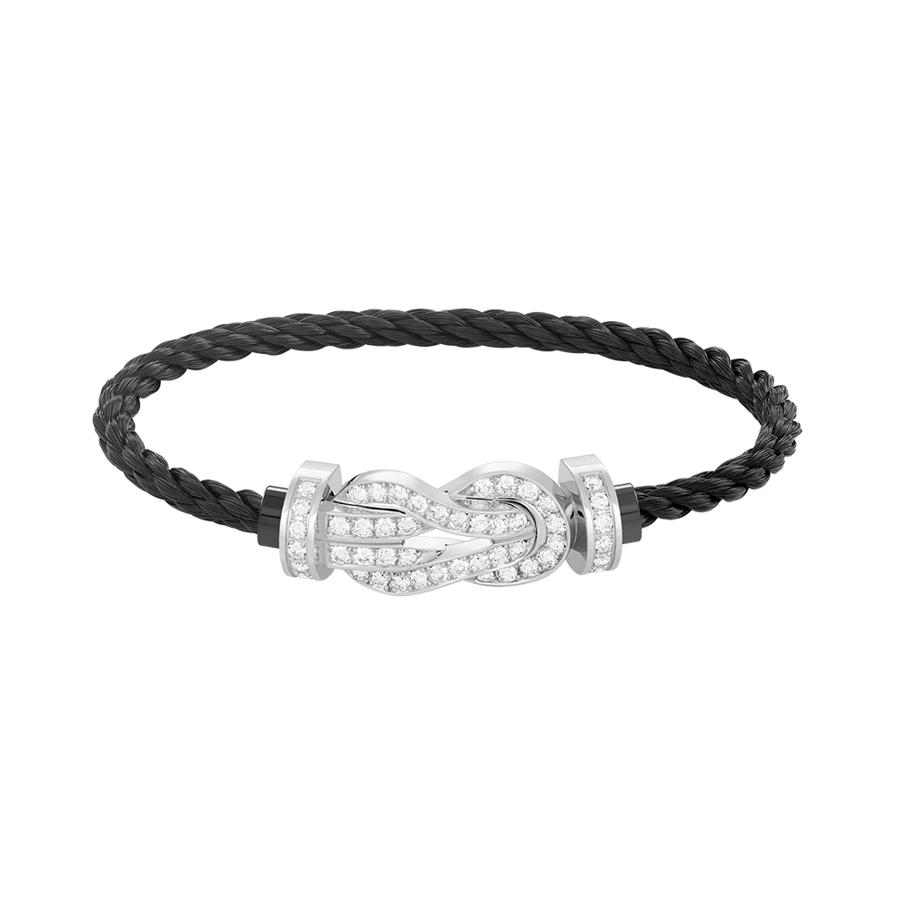 DIANA CHANCE LARGE 8 FIGURE BUCKLE FULL DIAMOND BRACELET SILVER
