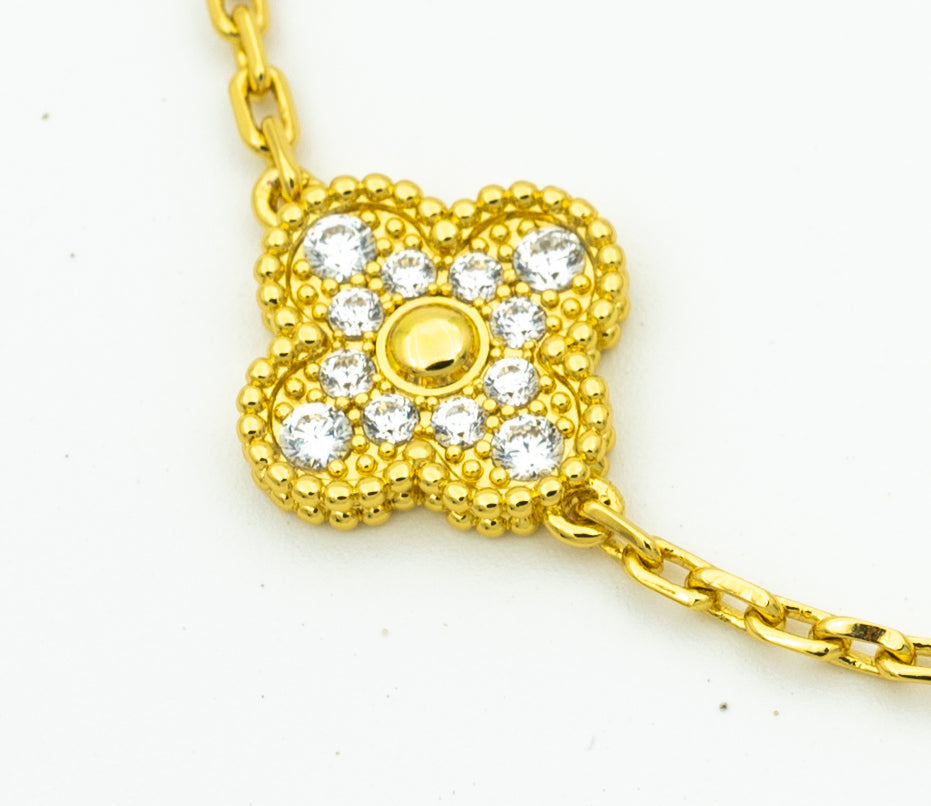 PULSERA DIANA TRÉBOL 5 MOTIVOS ORO DIAMANTE