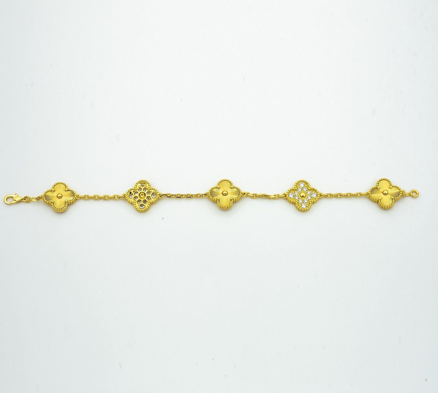 PULSERA DIANA TRÉBOL 5 MOTIVOS ORO DIAMANTE