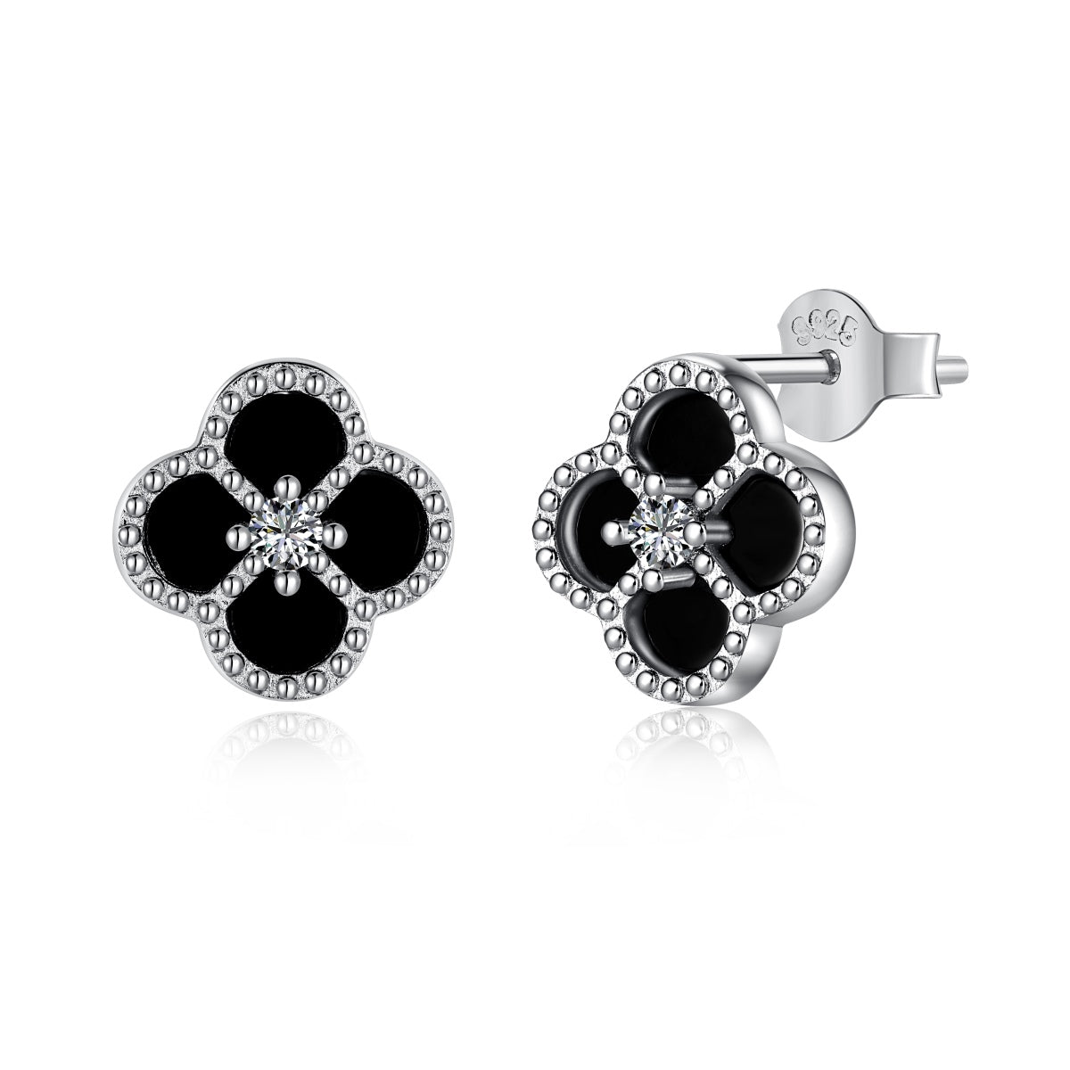 Pendientes exquisitos con forma de flor de trébol de cuatro hojas