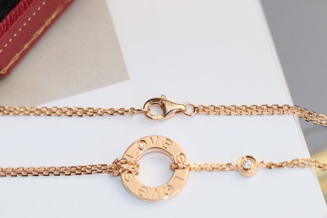 DIANA LOVE NECKLACE ADJUSTABLE ROSE GOLD 2 DIAMOND
