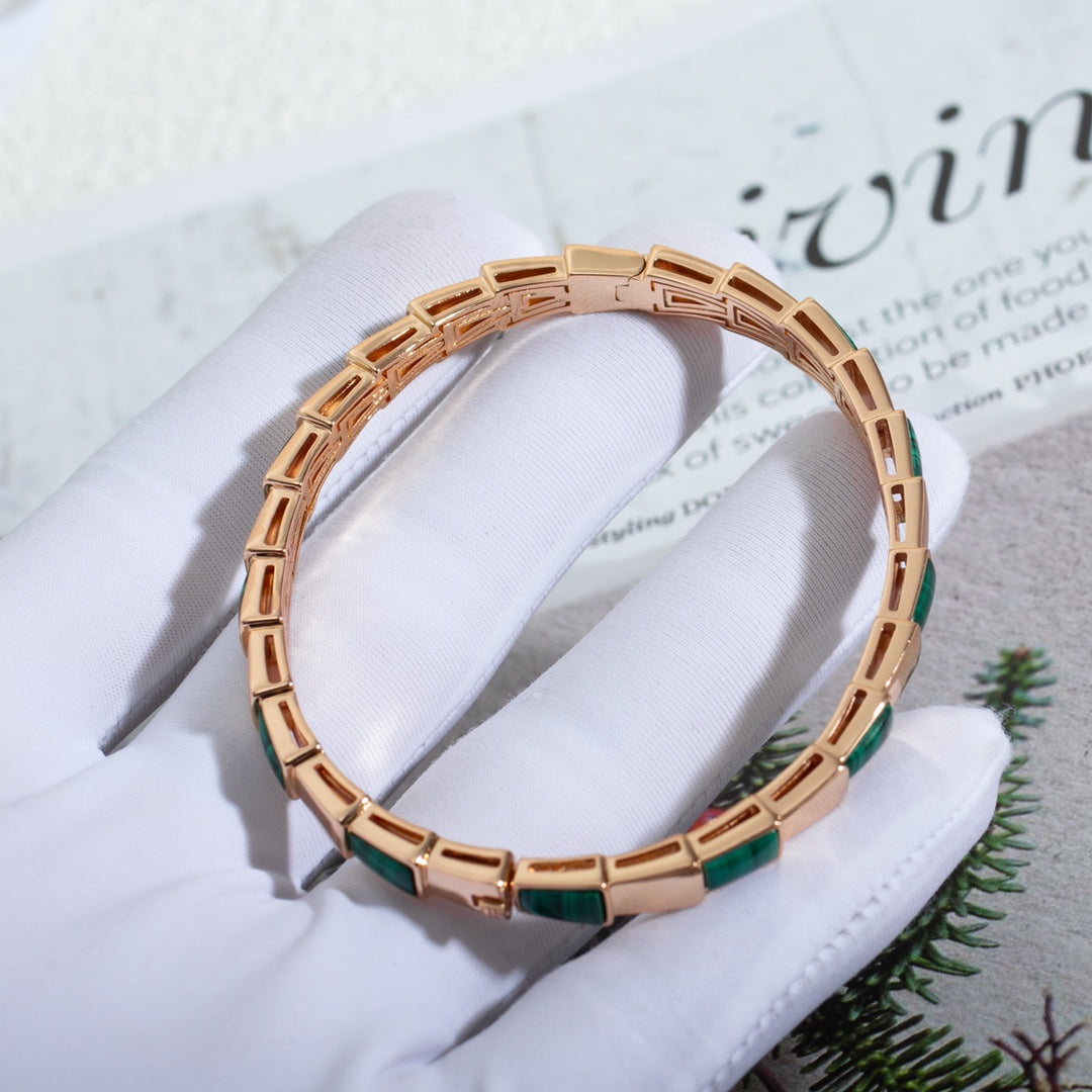 BRACELET DIANA SERPENTI OR ROSE MALACHITE