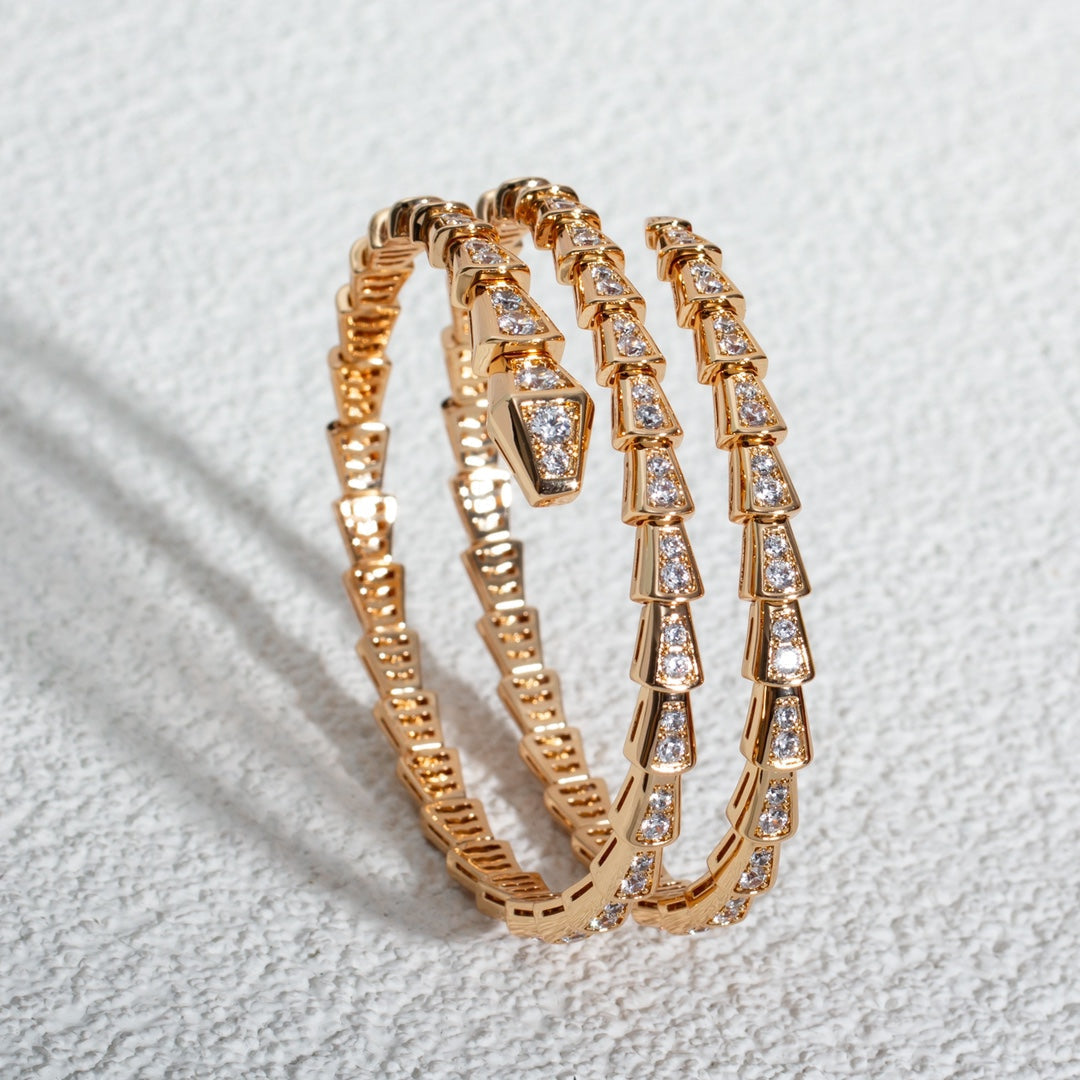 DIANA SERPENTI BRACELET PINK GOLD DIAMOND DOUBLE ROW