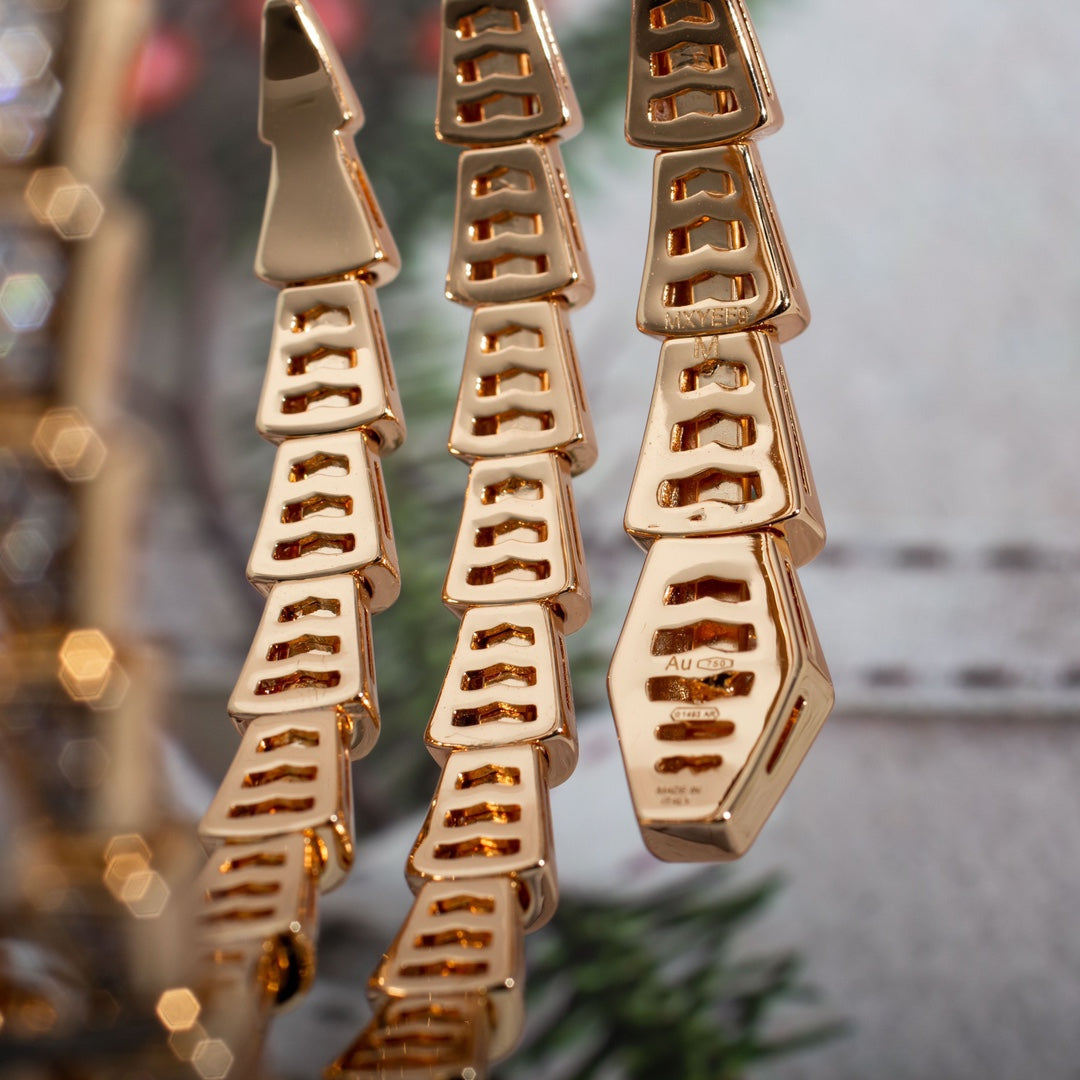 BRACELET DIANA SERPENTI OR ROSE DIAMANTS DOUBLE RANGÉE