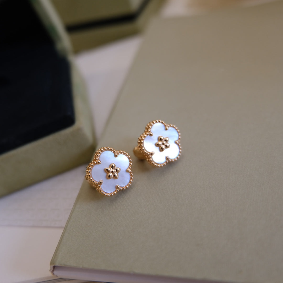 DIANA LUCKY PINK GOLD WHITE MOP EARRINGS