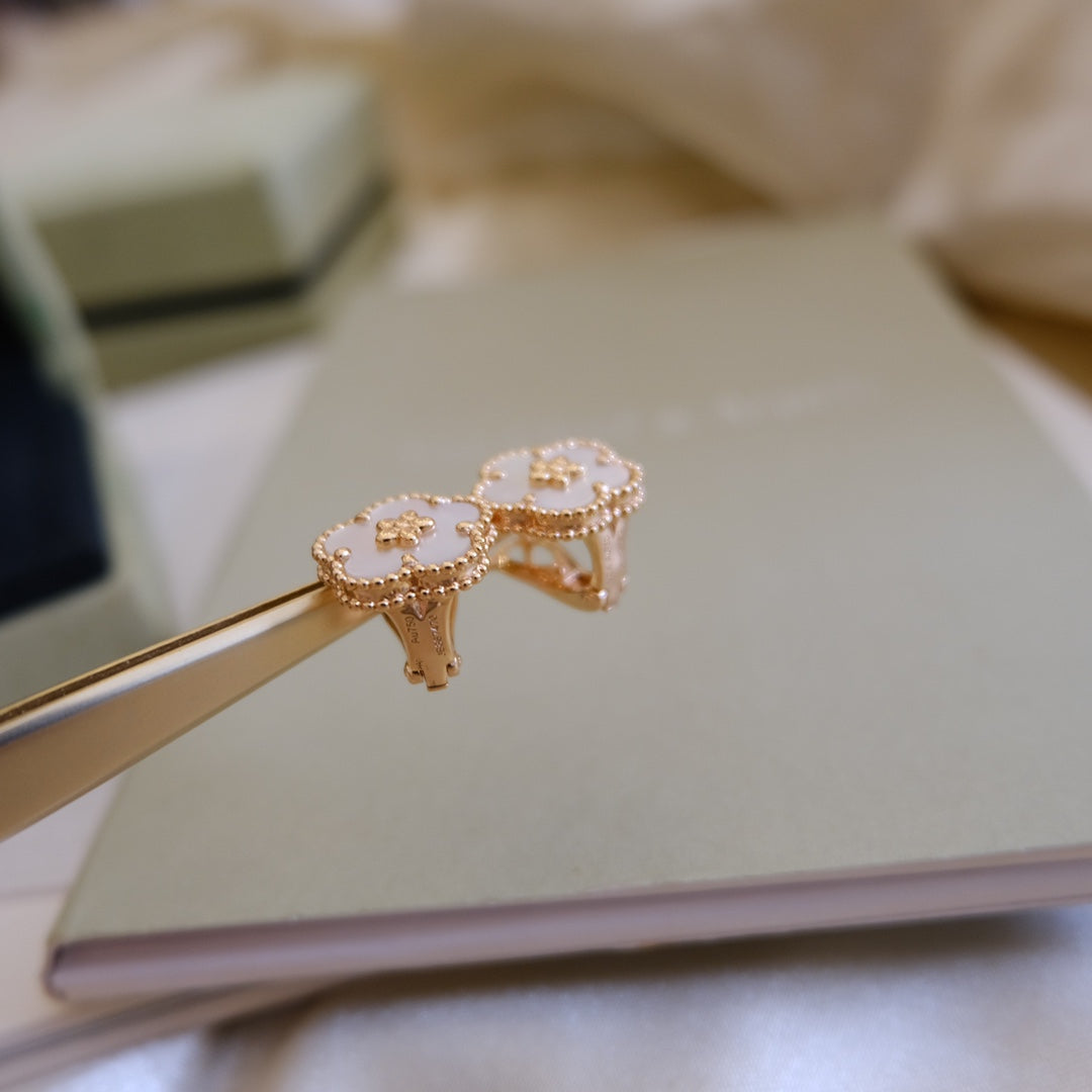 DIANA LUCKY PINK GOLD WHITE MOP EARRINGS