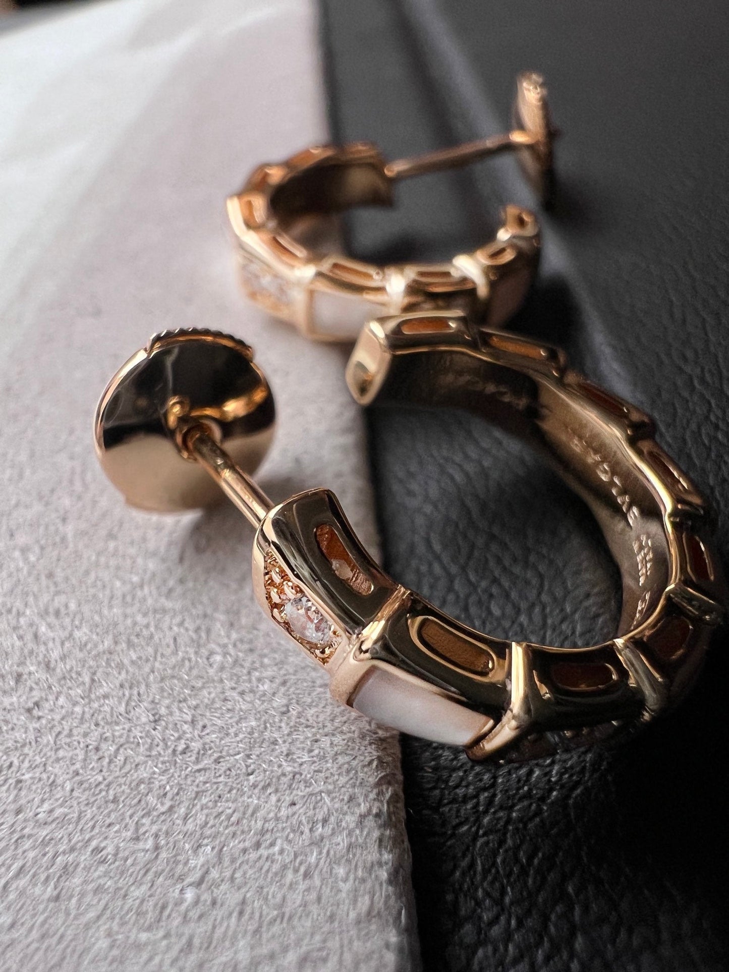 DIANA SERPENTI MOP PINK GOLD EARRINGS