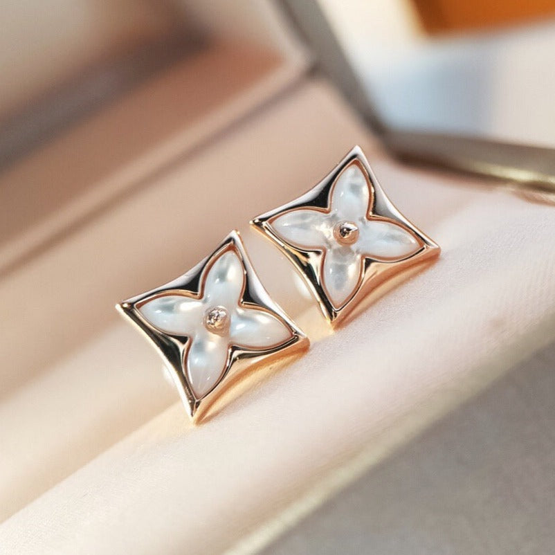 DIANA STAR MOP PINK GOLD EARRINGS