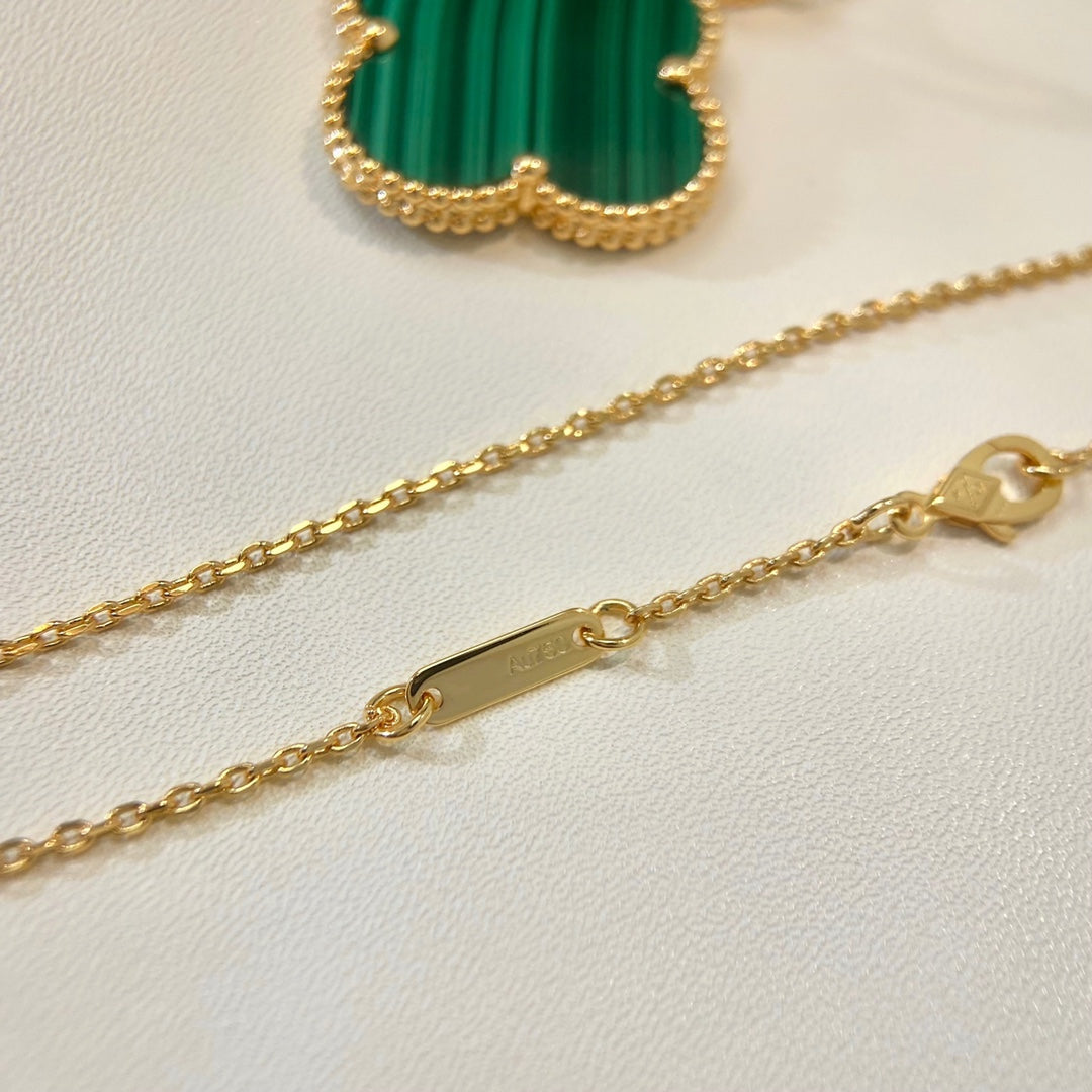DIANA CLOVER 25MM MALACHITE GOLD NECKLACE
