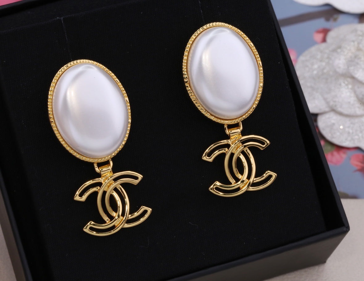 PENDIENTES GOTA DOBLE C ORO BLANCO