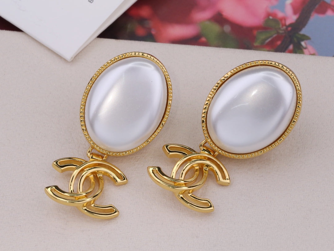 PENDIENTES GOTA DOBLE C ORO BLANCO