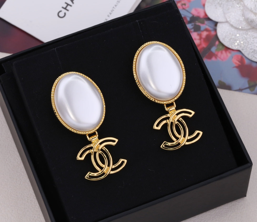 PENDIENTES GOTA DOBLE C ORO BLANCO