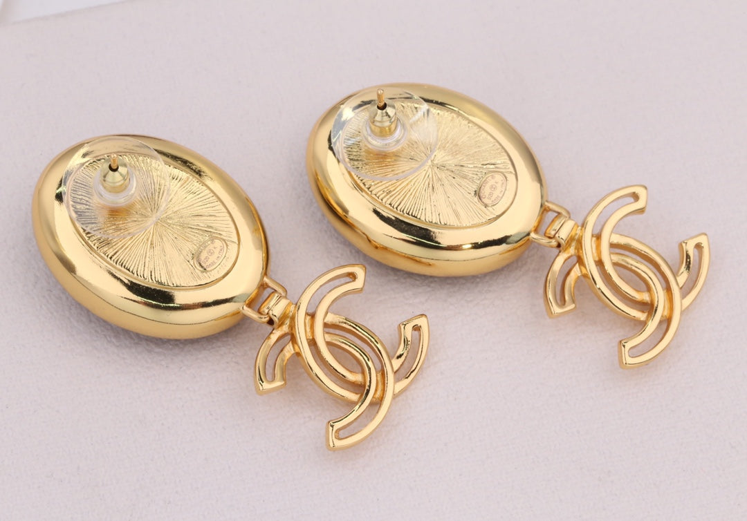 PENDIENTES GOTA DOBLE C ORO NEGRO