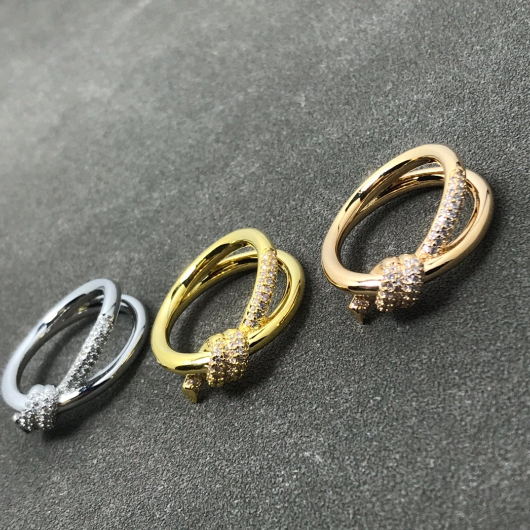 BAGUE NOEUD DOUBLE RANGÉE DE DIAMANTS