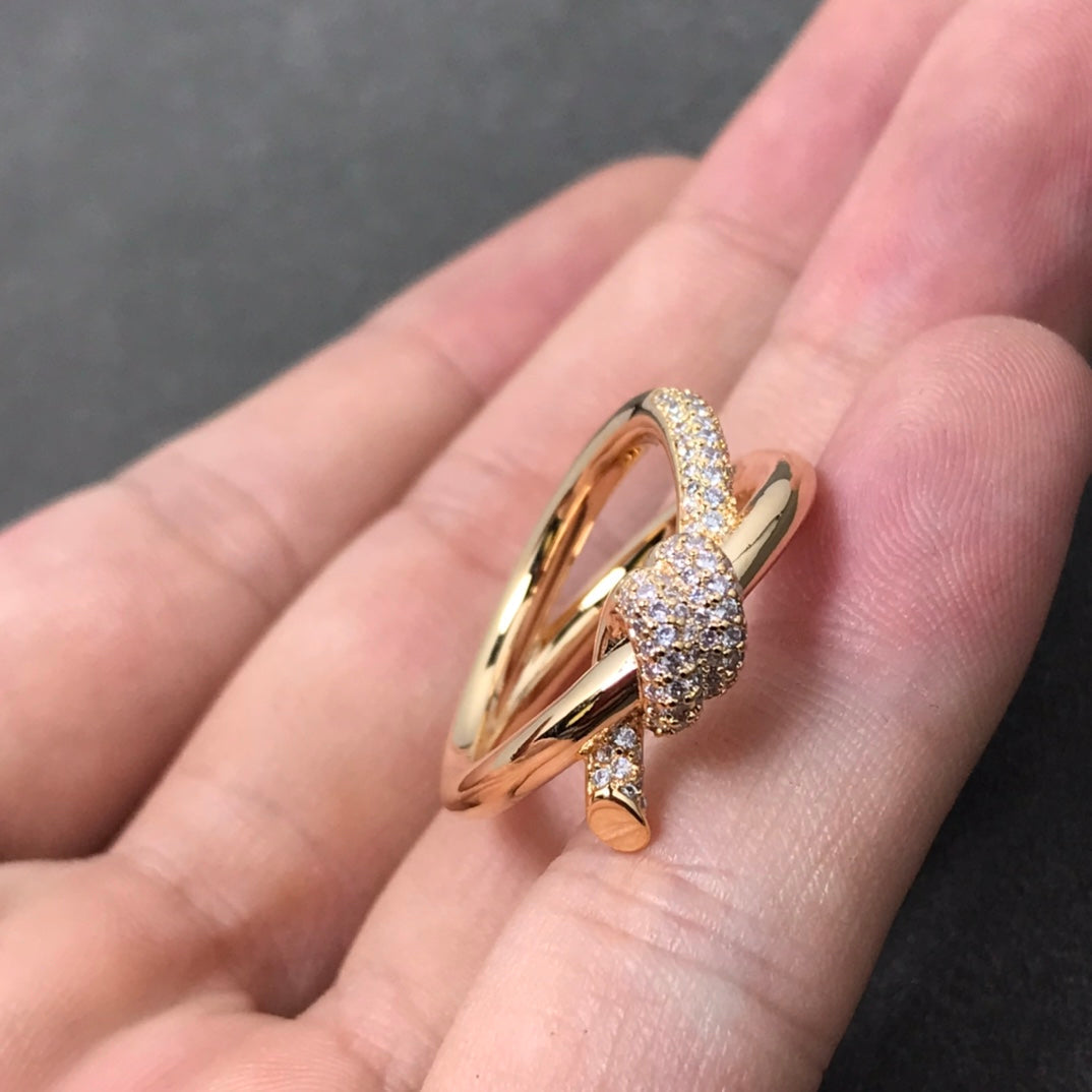BAGUE NOEUD DOUBLE RANGÉE DE DIAMANTS