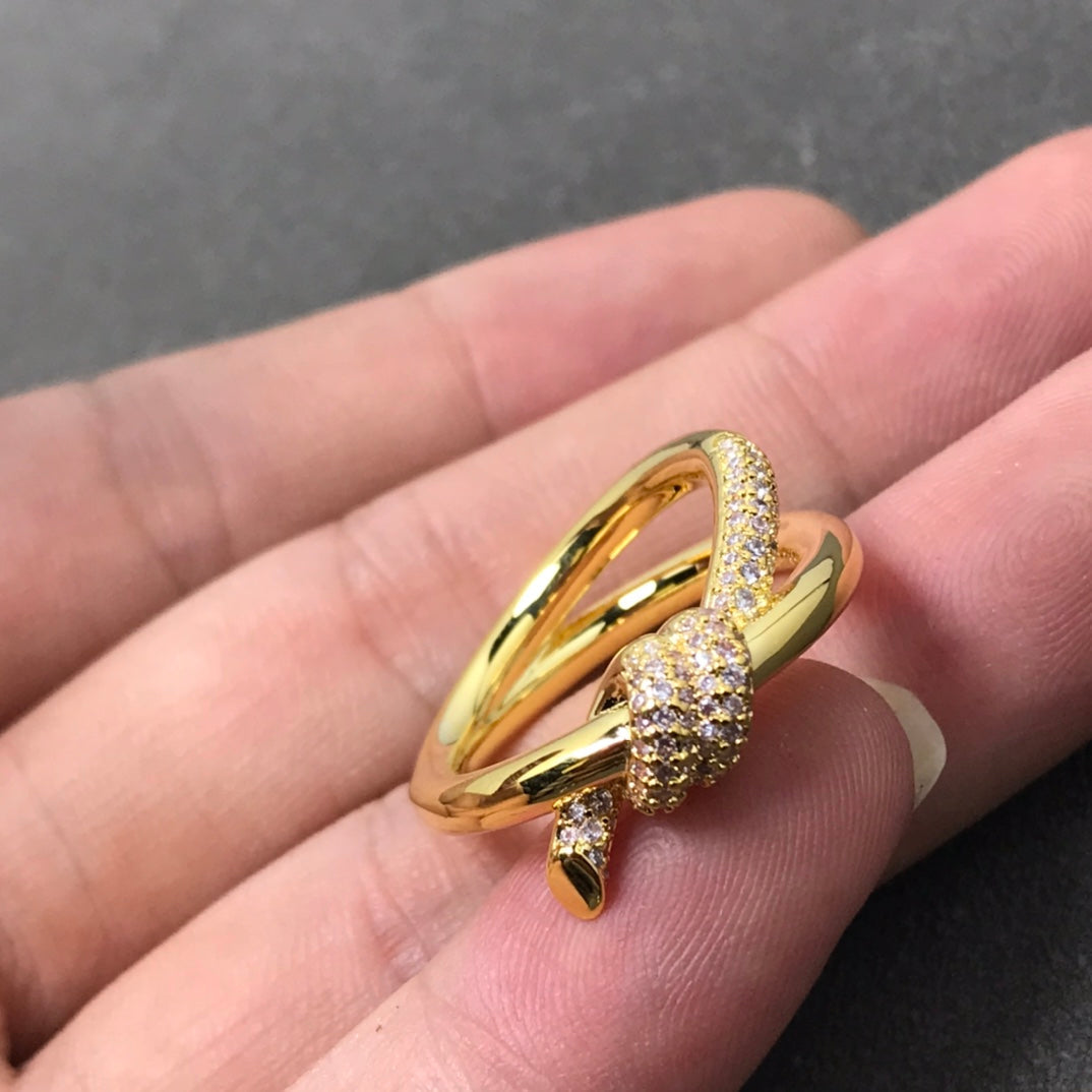 BAGUE NOEUD DOUBLE RANGÉE DE DIAMANTS
