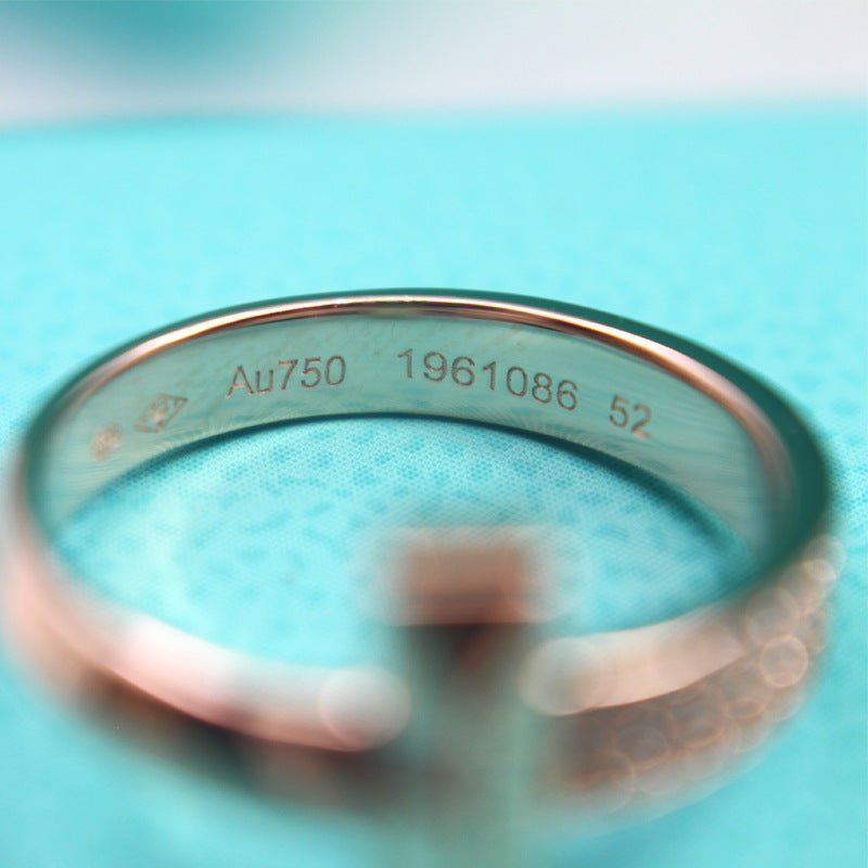 ANILLO DE ORO ROSA CON DIAMANTE ESTRECHO T1