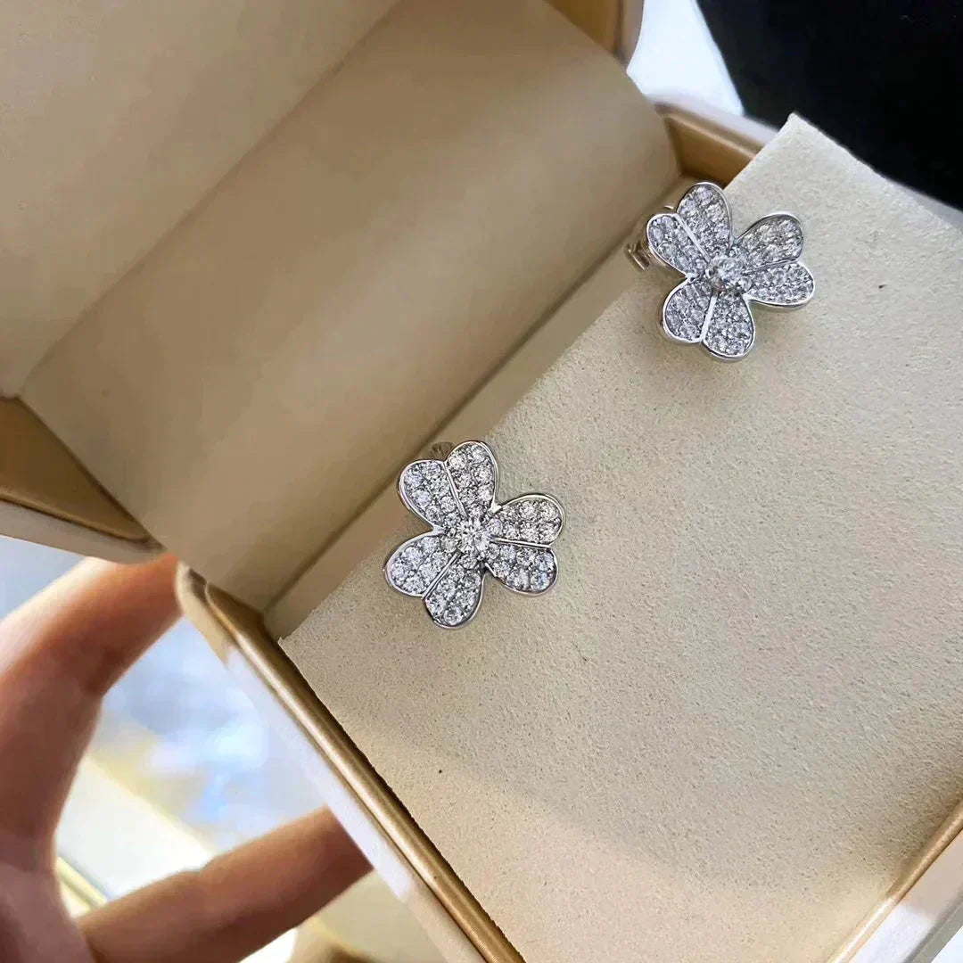 PENDIENTES DIANA CLOVER COMOS DIAMANTES PLATA