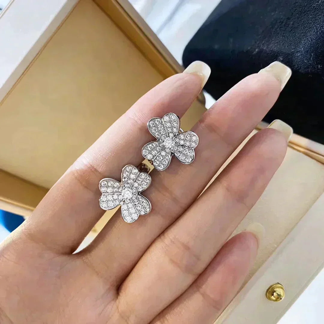 PENDIENTES DIANA CLOVER COMOS DIAMANTES PLATA