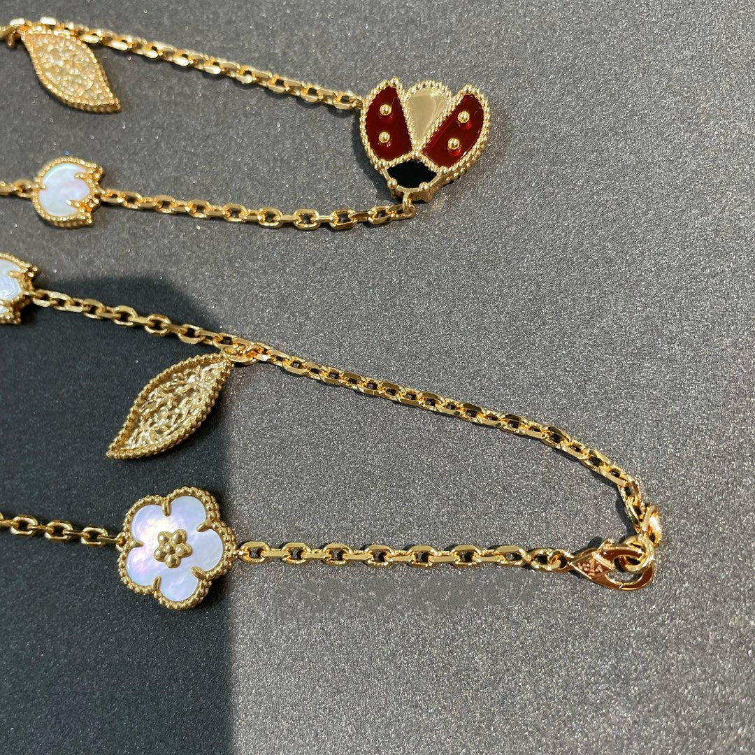 DIANA LUCKY SPRING 15 MOTIFS GOLD NECKLACE