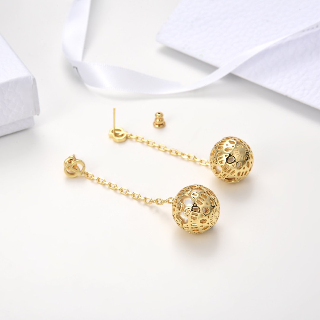 BOUCLES D'OREILLES EN OR CD BALL DROP