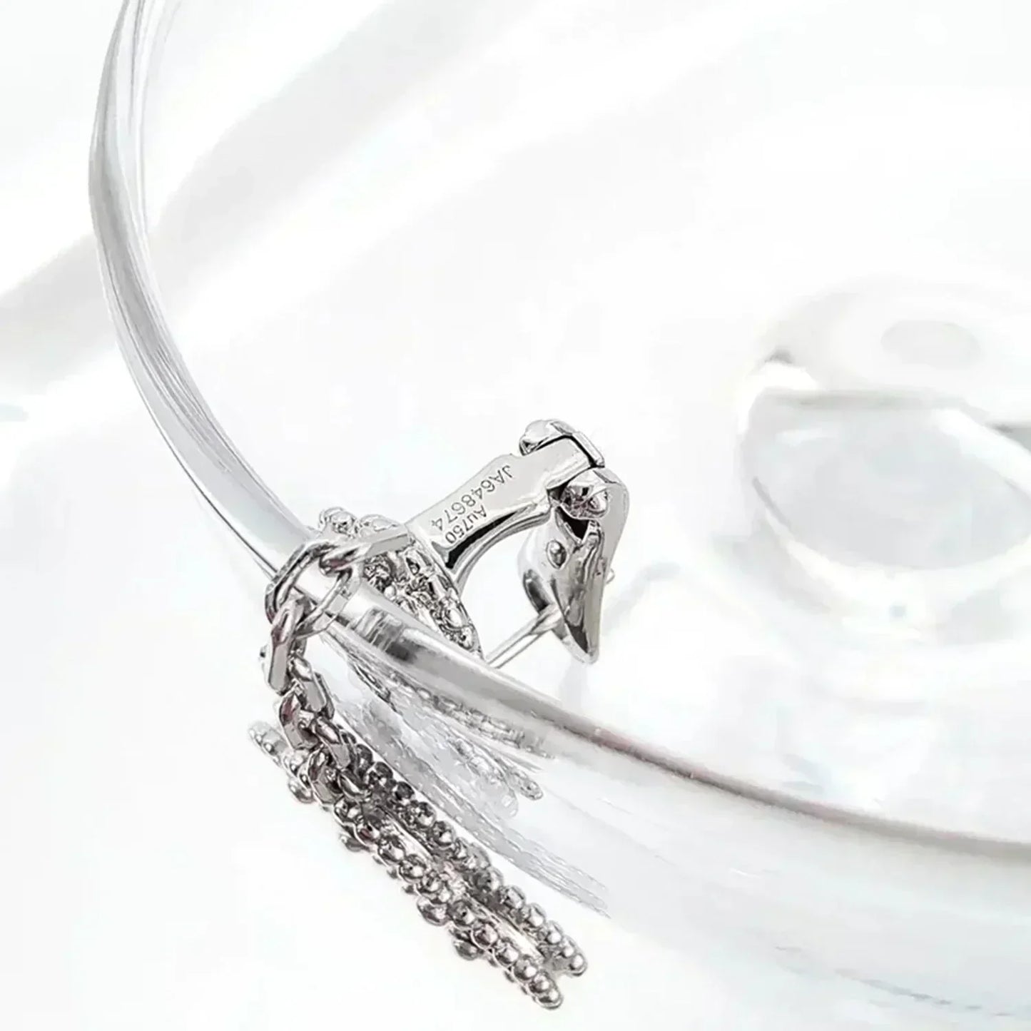 DIANA CLOVER 2 MOTIFS DIAMOND ONYX EARRINGS SILVER