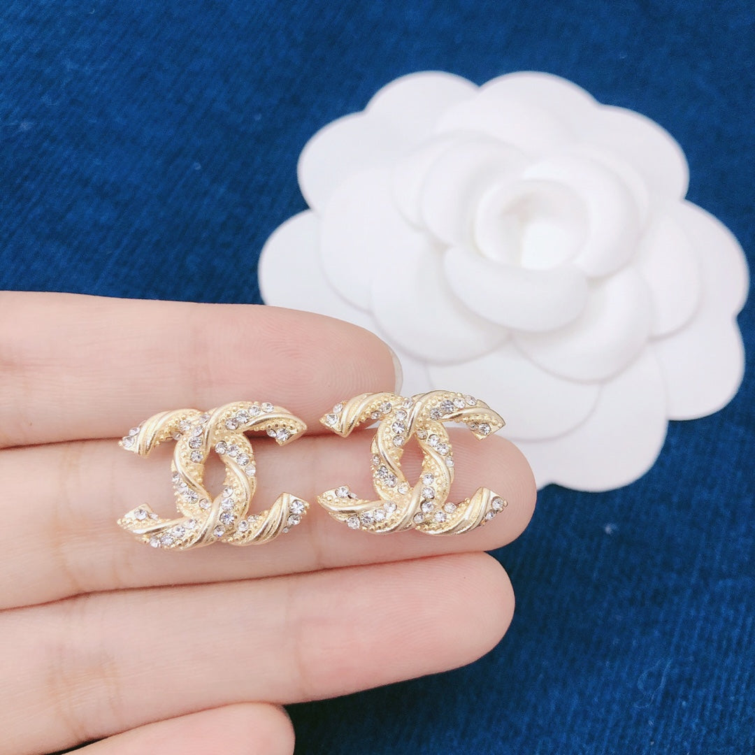 Boucles d'oreilles moyennes CC Gold Diamond