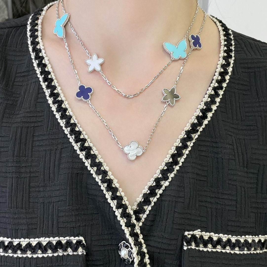 COLLIER DIANA LUCKY CLOVER EN ARGENT À 11 MOTIFS