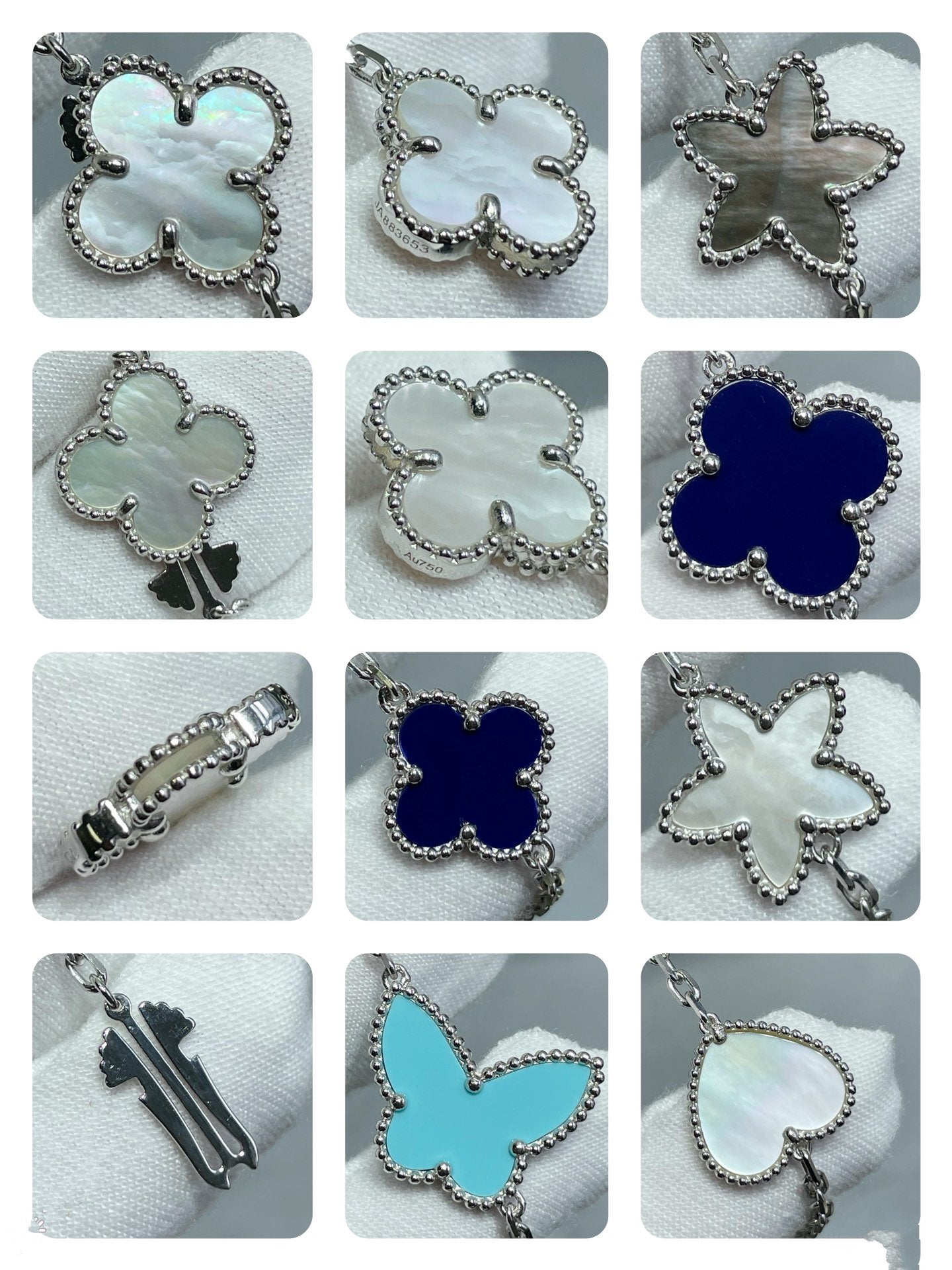 COLLIER DIANA LUCKY CLOVER EN ARGENT À 11 MOTIFS