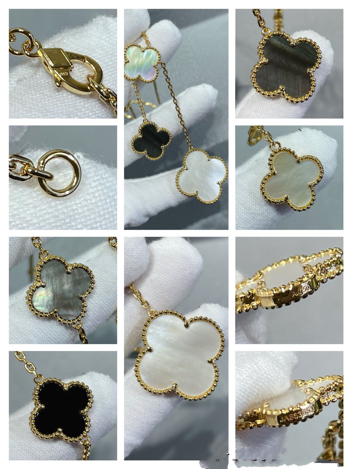 COLLAR DE ORO CON ÓNIX Y 6 MOTIVOS DE TRÉBOL DE DIANA