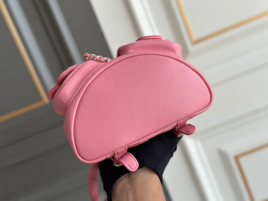 MOCHILA PEQUEÑA 20.5 PIEL DE CORDERO ROSA