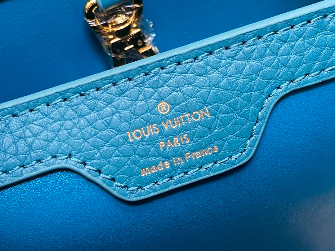 CAPUCINES BB 27 AZUL TAURILLON HARDWARE DORADO