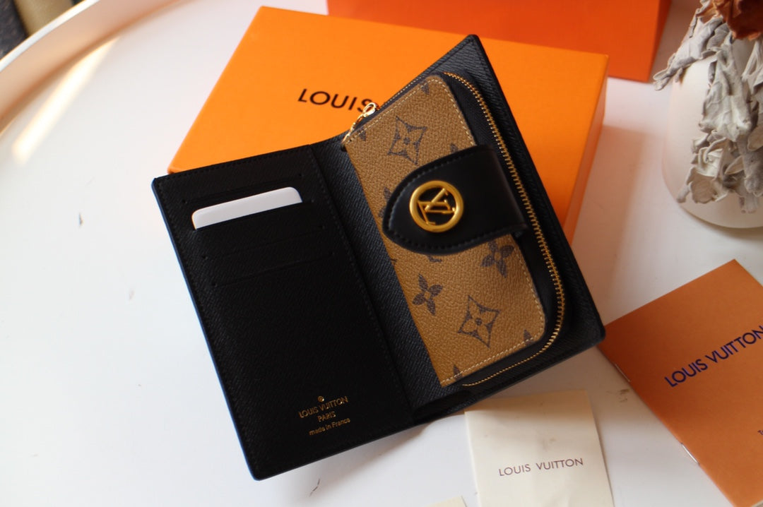 CARTERA JULIETTE 13.5 LONA MONOGRAMA MARRÓN NARANJA