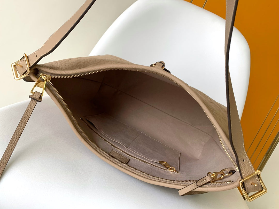 BOLSO DE MANO MM 30 PIEL DE VACUNO GRANULADA BEIGE