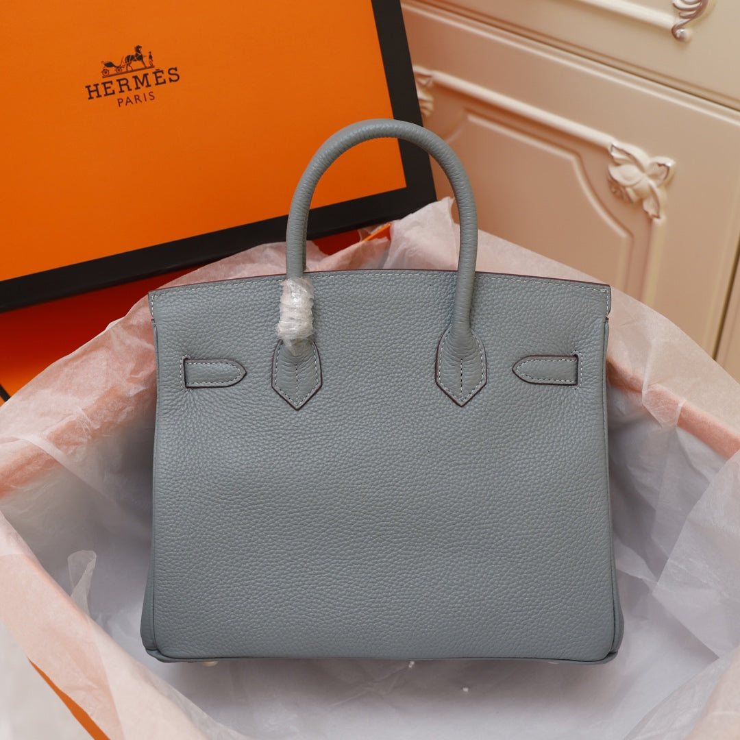 BOLSO HM BIRKIN 30 GRIS TEMPLADO TOGO HARDWARE DORADO