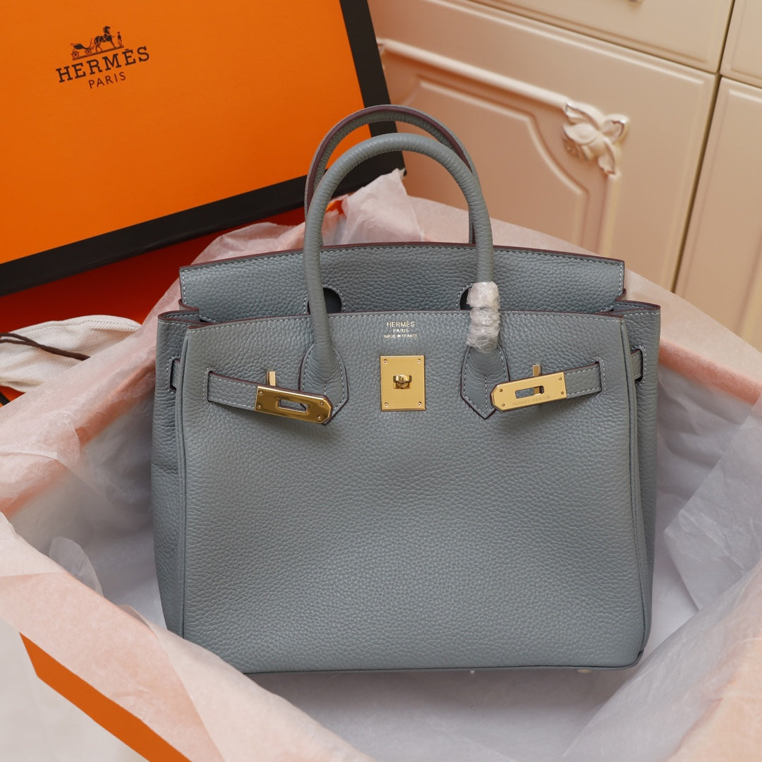 BOLSO HM BIRKIN 30 GRIS TEMPLADO TOGO HARDWARE DORADO