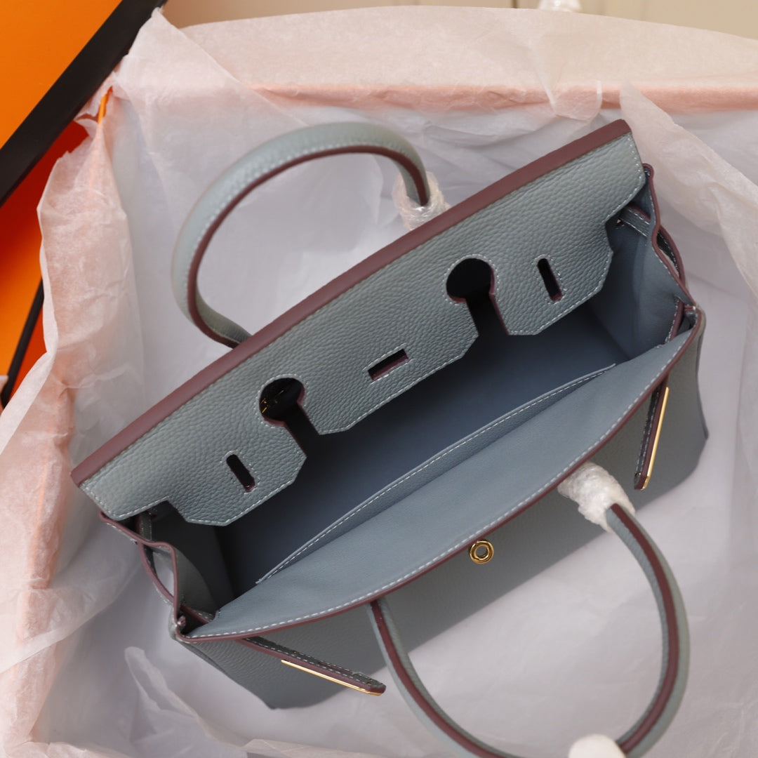 BOLSO HM BIRKIN 35 GRIS TEMPLADO TOGO HARDWARE DORADO