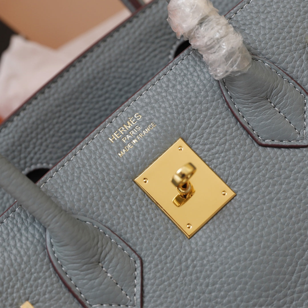 BOLSO HM BIRKIN 30 GRIS TEMPLADO TOGO HARDWARE DORADO