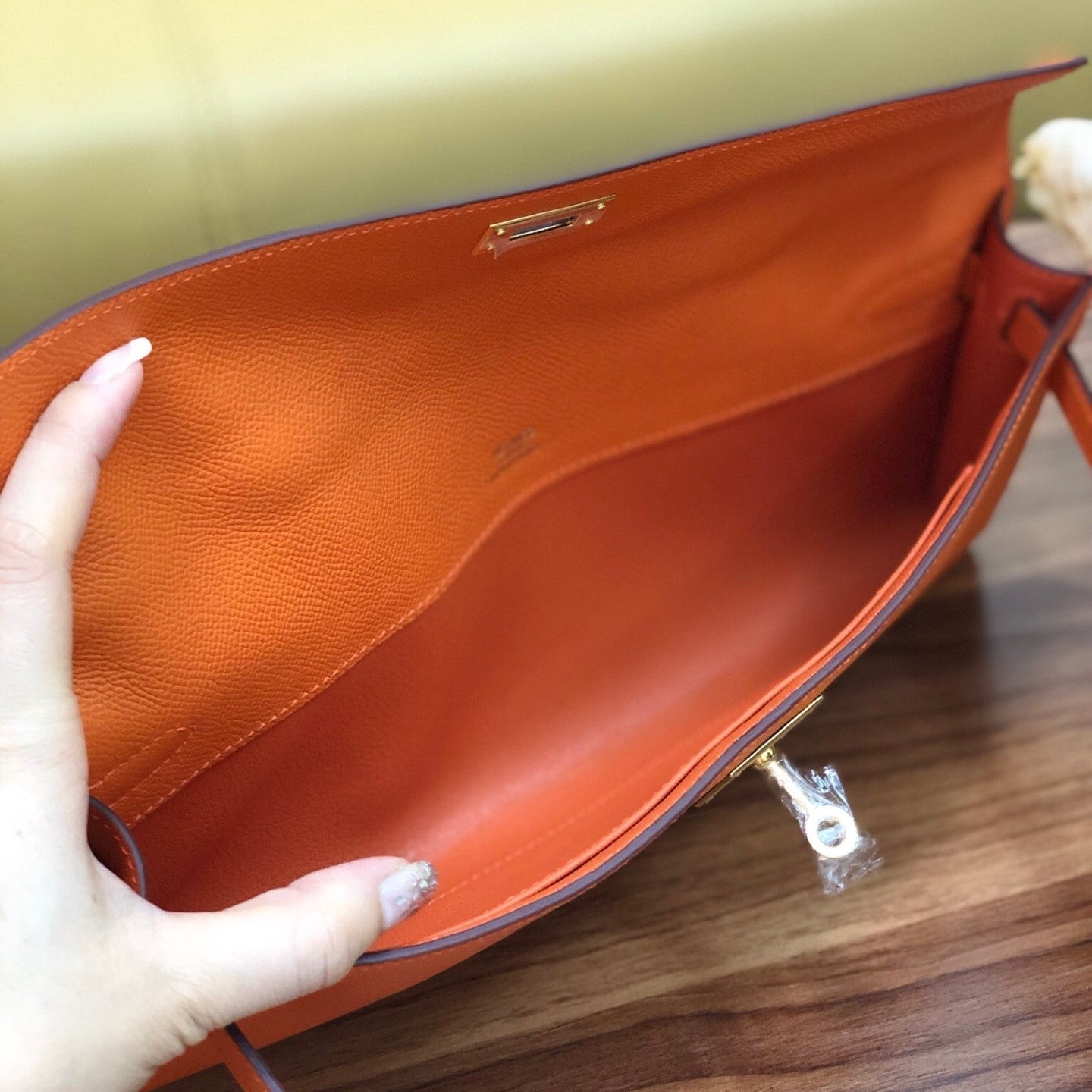 HM Kelly Cut 31cm Naranja Swift Cuero Ghw