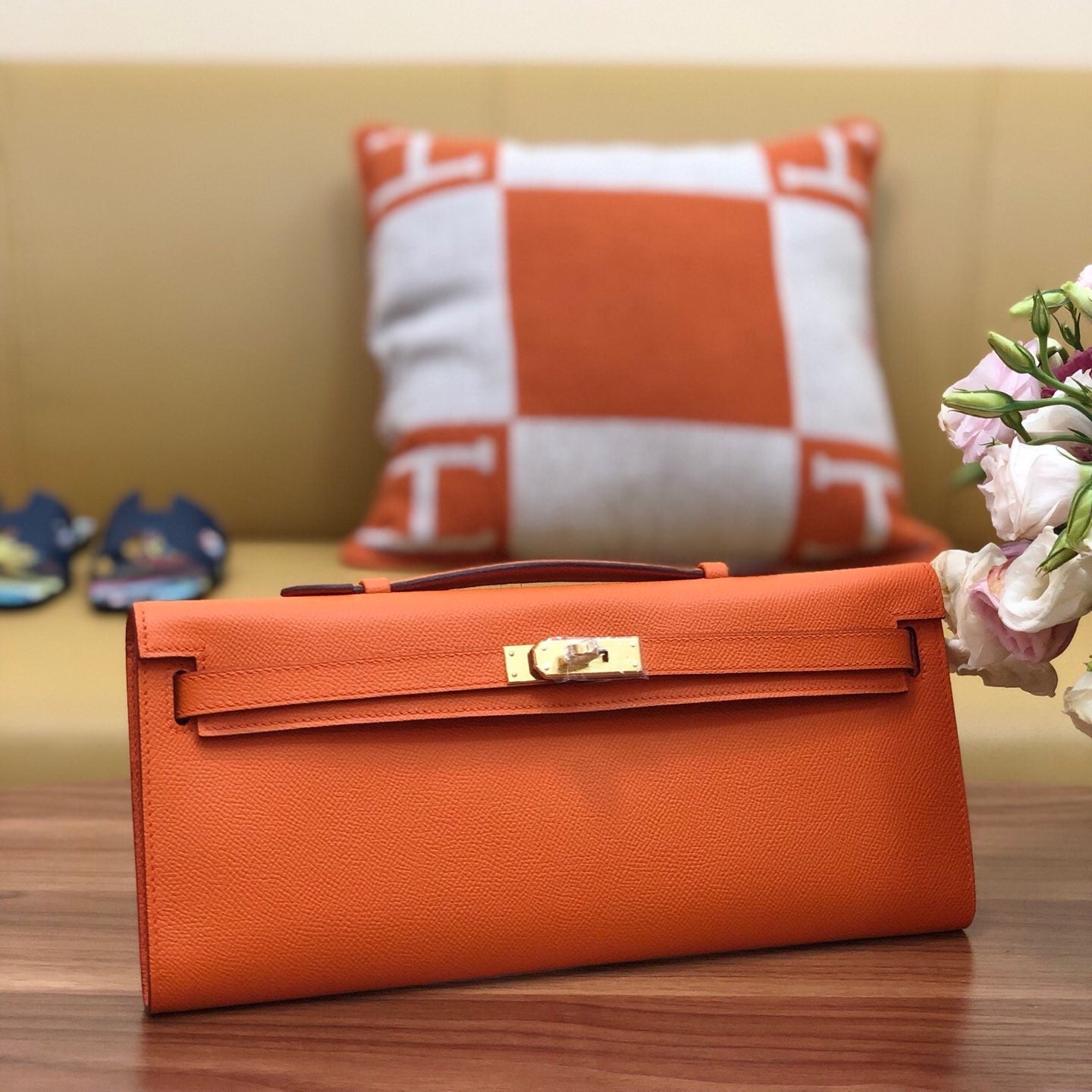 HM Kelly Cut 31cm Naranja Swift Cuero Ghw