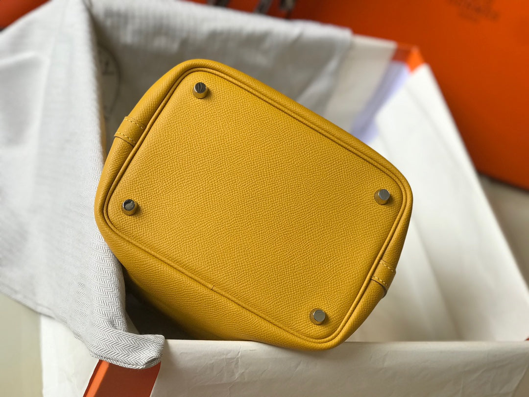 HM PICOTIN LOCK 22 EPSOM JAUNE AVEC SANGLE TRESSE