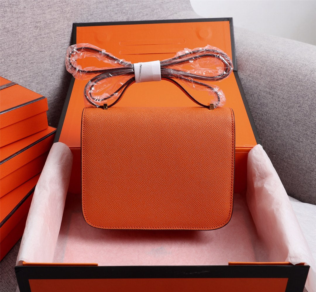 SACS HM CONSTANCE 19 ORANGE EPSOM QUINCAILLERIE OR