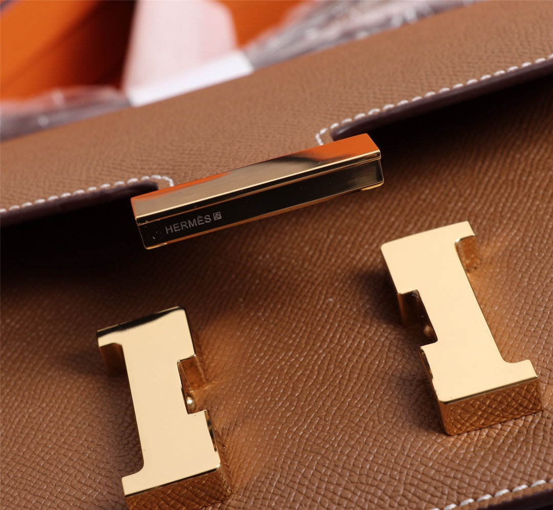 HM CONSTANCE BAGS 22 RUSSET EPSOM GOLD HARDWARE