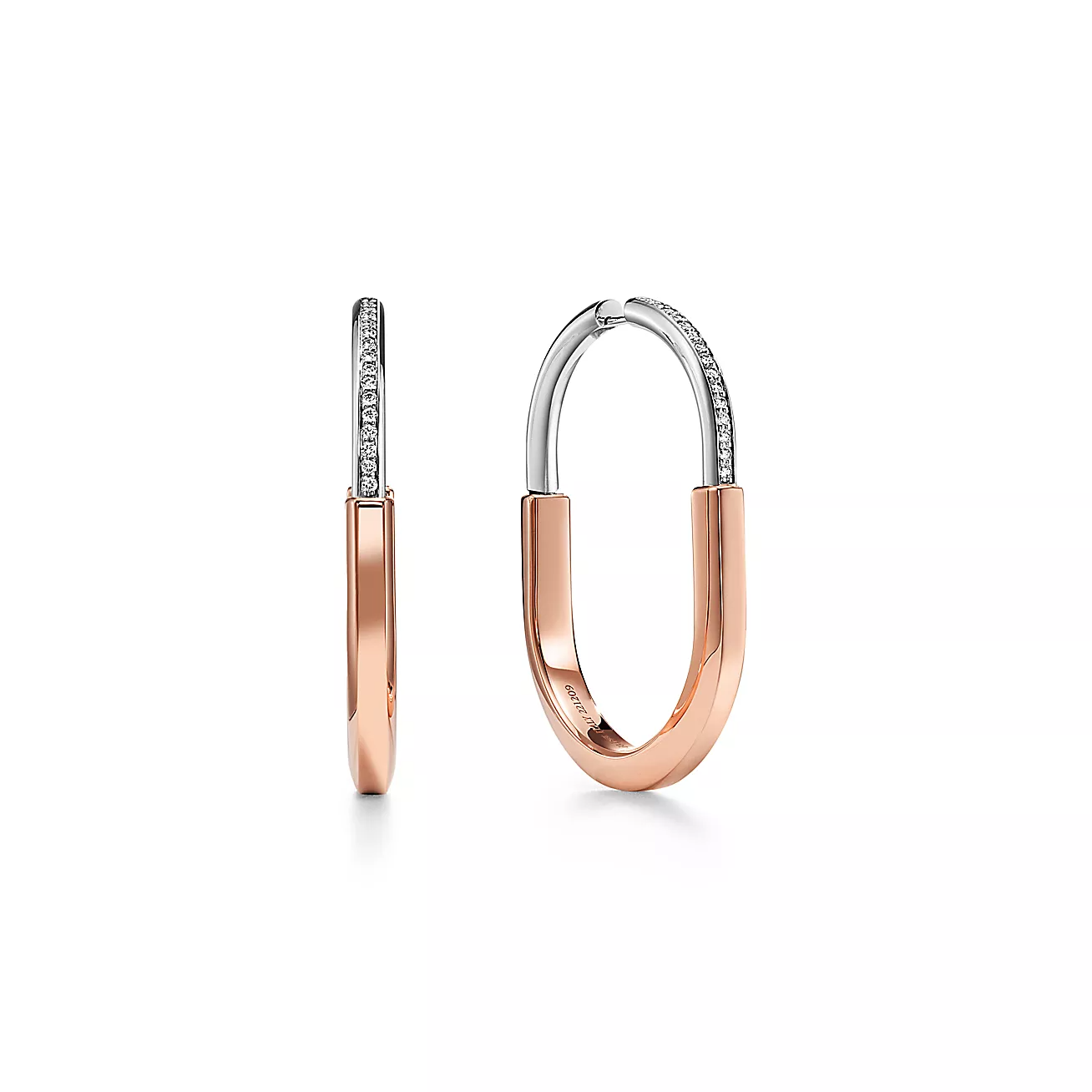 PENDIENTES DE CANDADO ORO ROSA Y BLANCO DIAMANTES EXTRA GRANDES