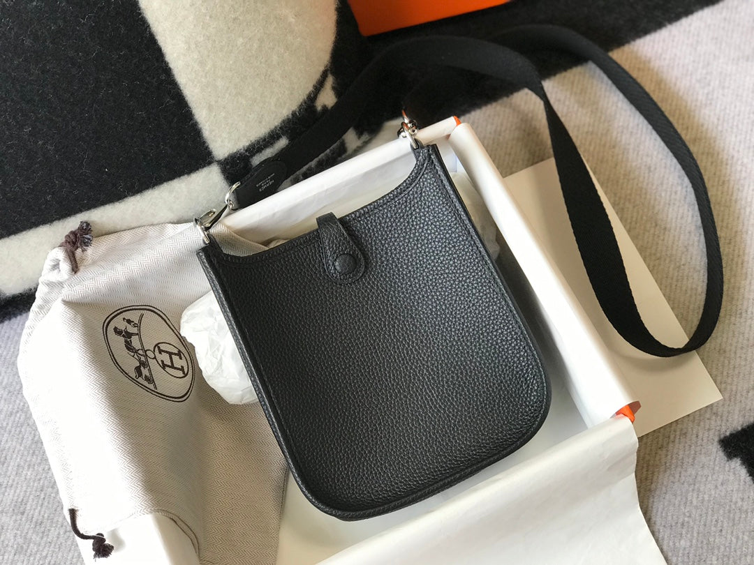 Mini Evelyne 18cm Noir Togo Quincaillerie Argentée