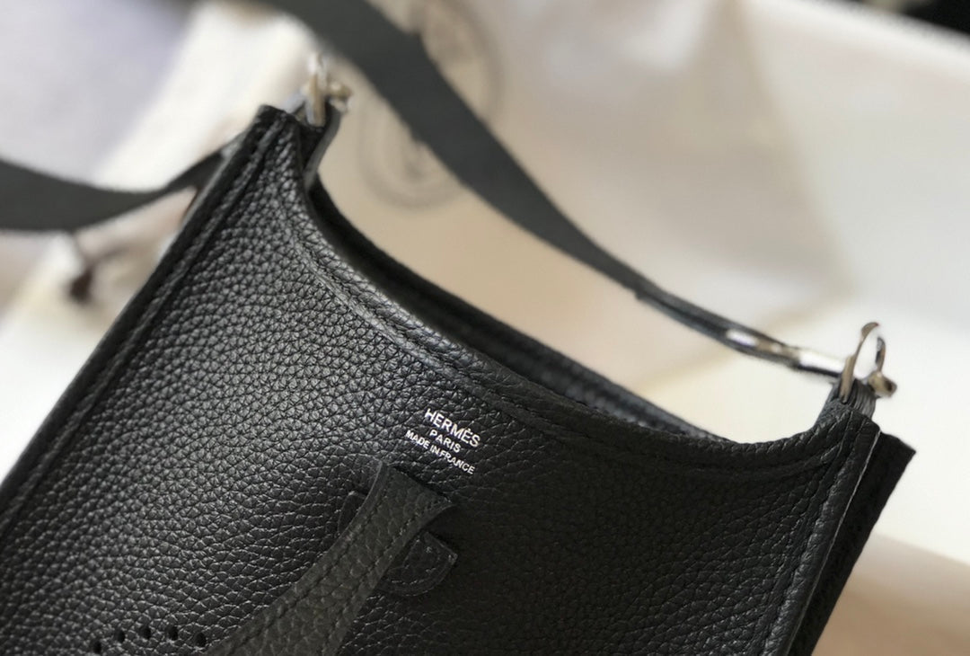 Mini Evelyne 18cm Noir Togo Quincaillerie Argentée