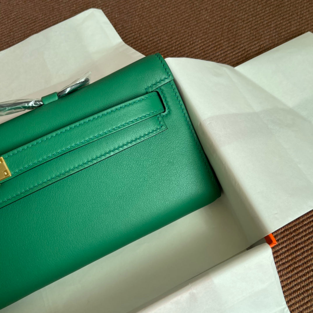 HM Kelly Cut 31cm Cuero Swift Verde Ghw