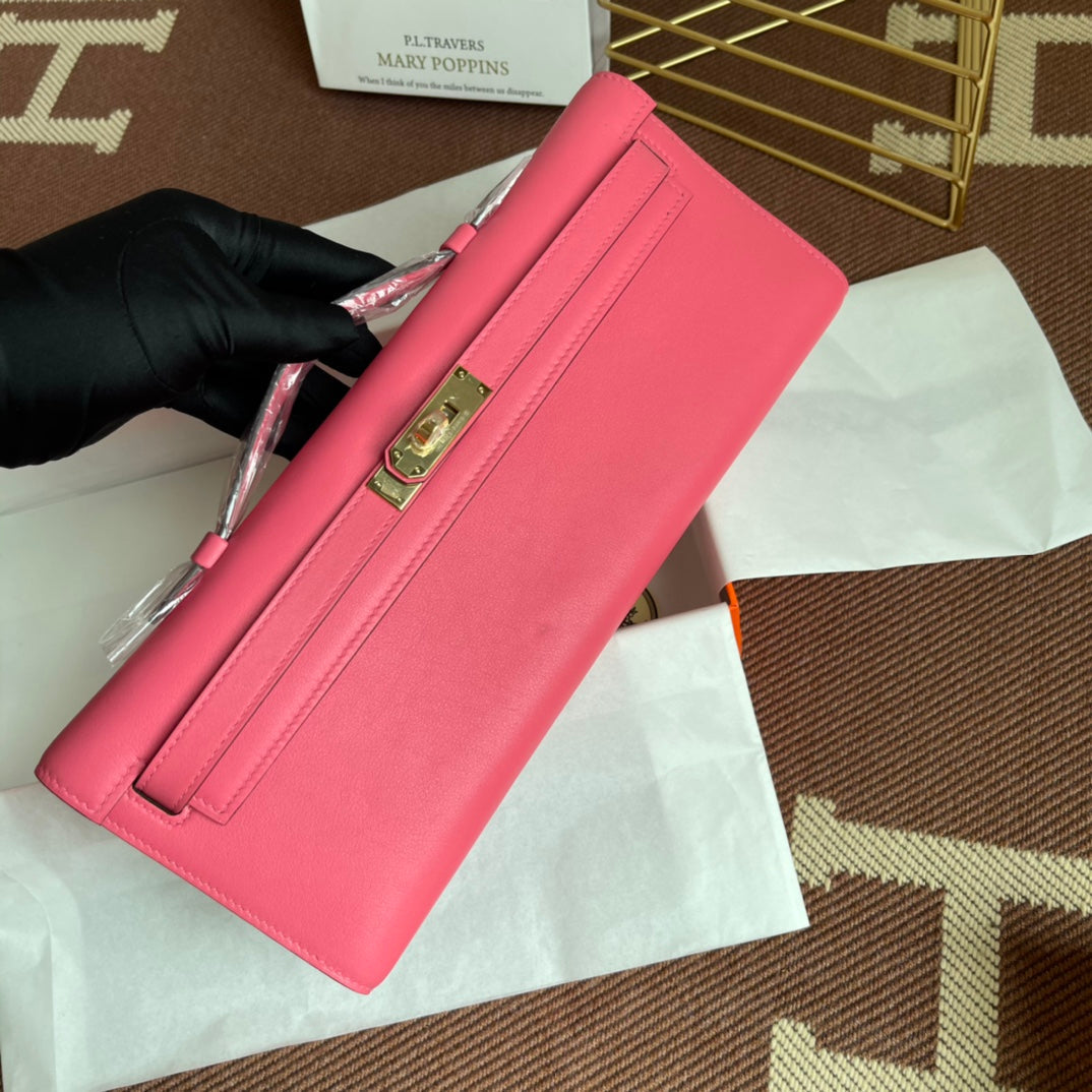 HM Kelly Cut 31cm Rosa Swift Cuero Ghw