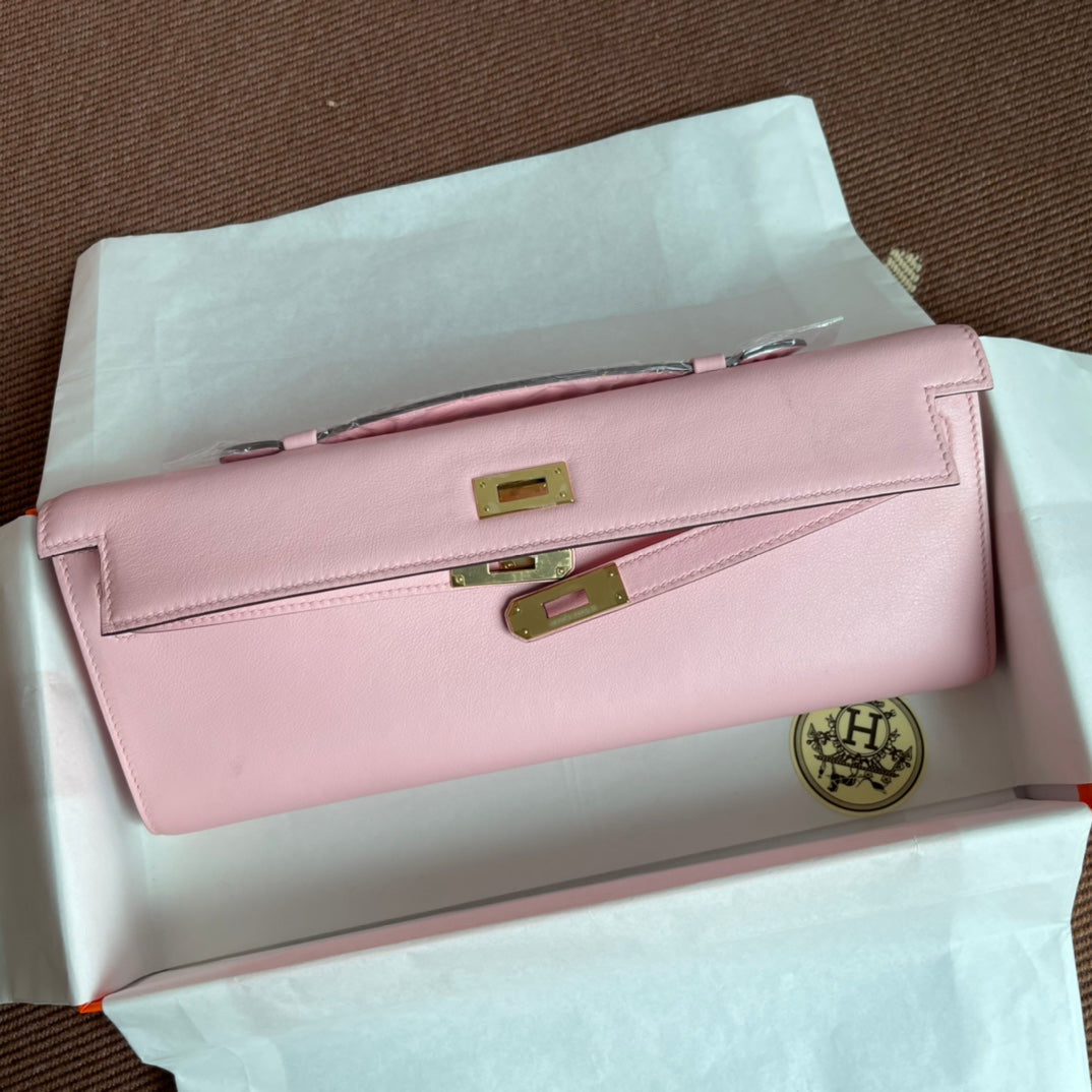 HM Kelly Cut 31cm Flamingo Swift Cuero Ghw